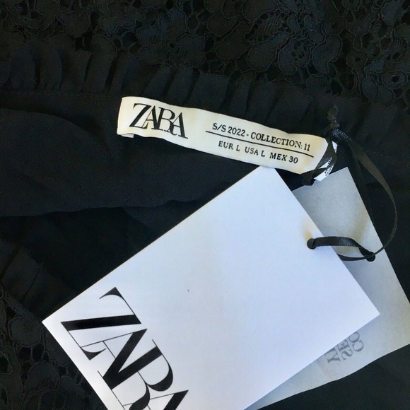 NWT!! ZARA Limited Edition Lace Top Black Lace-Up Front Tank Shirt Crop Large - Picture 13 of 16